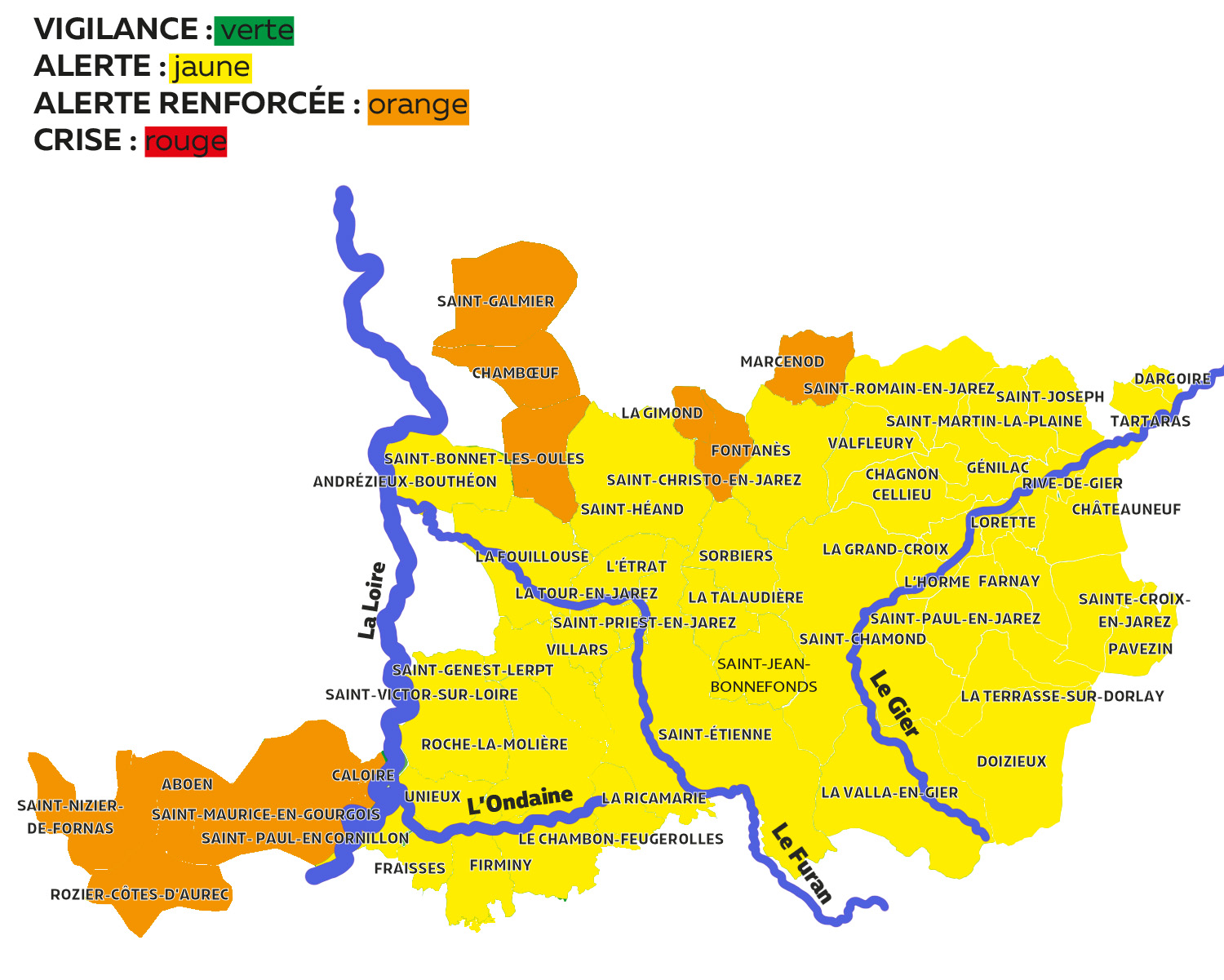 carte des seuils de sécheresse commune par commune