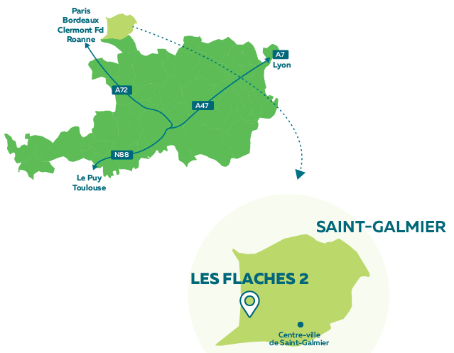 localisation du parc d'activités économiques Les Flaches 2
