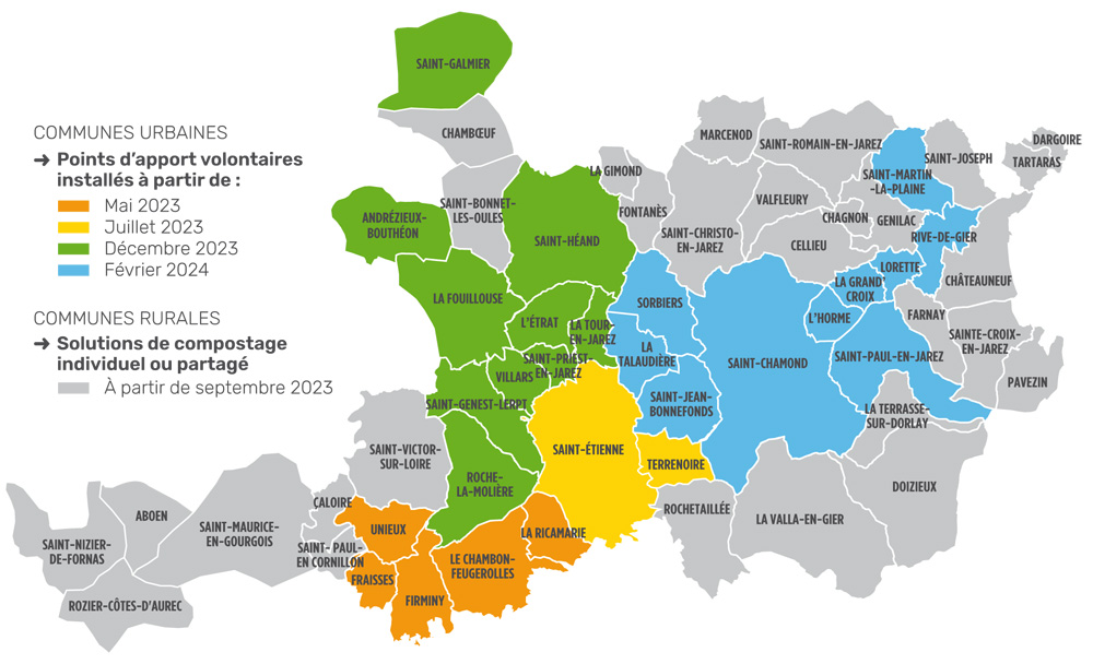 carte déploiement du tri des déchets alimentaires